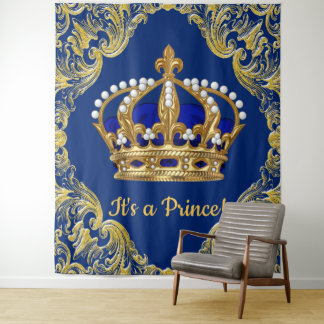 Extra große Royal Blue Gold Prince Baby Dusche Wandteppich