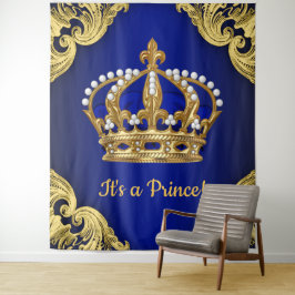 Extra große Royal Blue Gold Prince Crown Hintergru Wandteppich