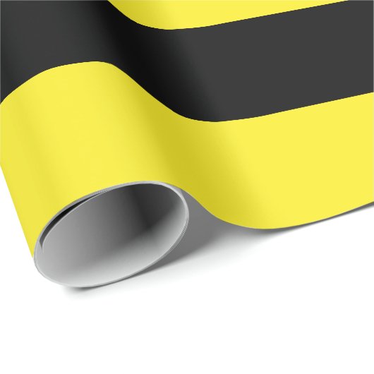 Extra große schwarze und gelbe Streifen Geschenkpapier (Rolleneckpunkt)