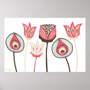 Extra große Vintage Designer-Blume Kunst Poster