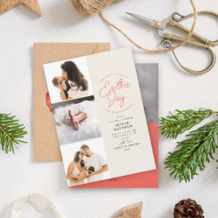 Extra Joy Foto Red Holiday Geburtsankündigung Feiertagskarte