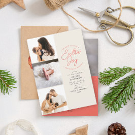 Extra Joy Foto Red Holiday Geburtsankündigung Feiertagskarte