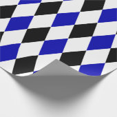 Extra Large Black, Royal Blue und White Harlequin Geschenkpapier (Ecke)