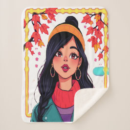 Extra Large Cozy Sherpa Blanket – Autumn Girl Art  Sherpadecke