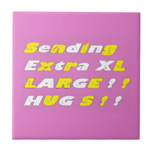 Extra Large Hugs Design rosa-gelbe Grafik Fliese
