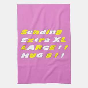 Extra Large Hugs Design rosa-gelbe Grafik Geschirrtuch