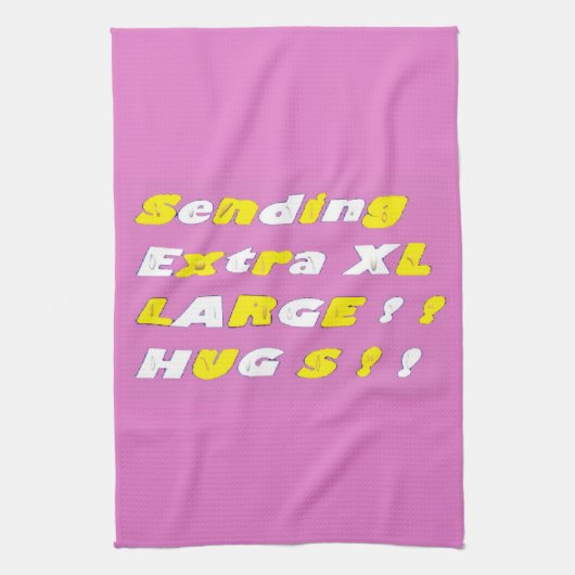 Extra Large Hugs Design rosa-gelbe Grafik Geschirrtuch (Vertikal)