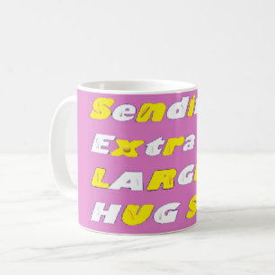 Extra Large Hugs Design rosa-gelbe Grafik Kaffeetasse