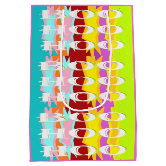 Extra Large Hugs Design rosa-gelbe Grafik Mittlere Geschenktüte (Rückseite)