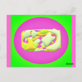 Extra Large Hugs Design rosa-gelbe Grafik Postkarte (Rückseite)