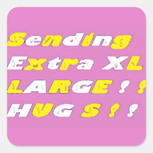 Extra Large Hugs Design rosa-gelbe Grafik Quadratischer Aufkleber
