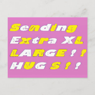 Extra Large Hugs Design rosa gelbe weiße Grafiken Postkarte