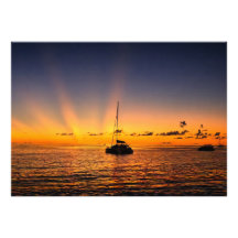 Extra Large Karibik-Sonnenuntergang-Segelboot-Foto