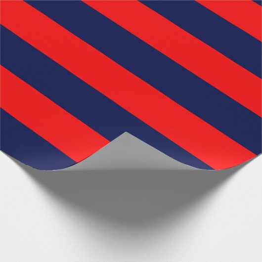 Extra Large Navy Blue und Red Strips Geschenkpapier (Ecke)