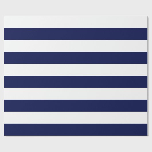 Extra Large Navy Blue und White Strips Geschenkpapier (Flach)