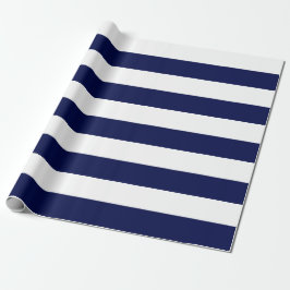 Extra Large Navy Blue und White Strips Geschenkpapier