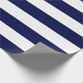 Extra Large Navy Blue und White Strips Geschenkpapier (Ecke)