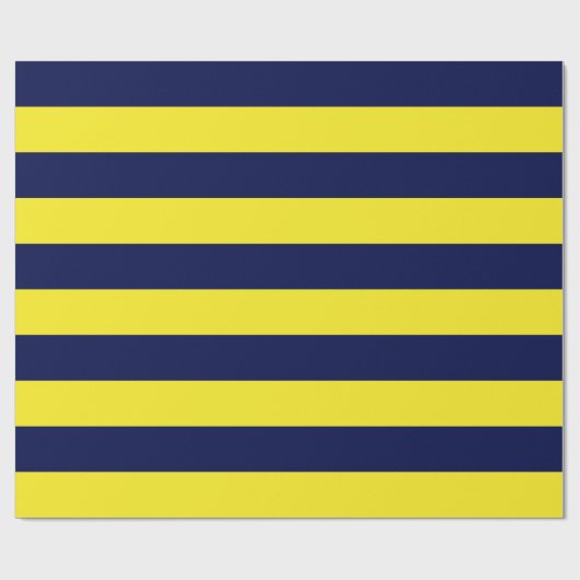 Extra Large Navy Blue und Yellow Strips Geschenkpapier (Flach)