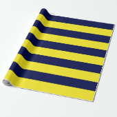 Extra Large Navy Blue und Yellow Strips Geschenkpapier (Ungerollt)