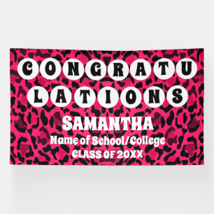 Extra Large Pink Leopard Print 2024 Abschluss Banner
