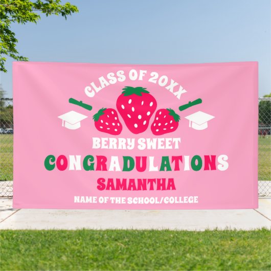Extra Large Strawberry 2026 Graduation Party Banner (Außenbereich)