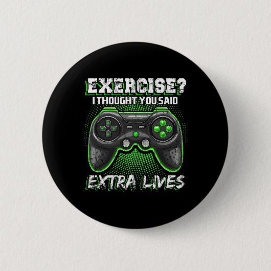 Extra Lives Funny Video Game Controller Retro Game Button (Vorderseite)