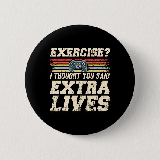 Extra Lives Funny Video Game Controller Retro Game Button (Vorderseite)