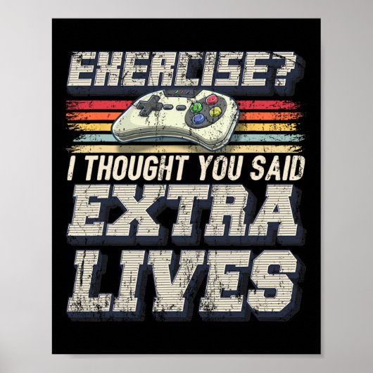 Extra Lives Funny Video Game Controller Retro Game Poster (Vorne)
