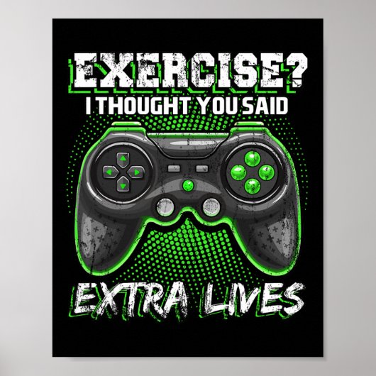 Extra Lives Funny Video Game Controller Retro Game Poster (Vorne)