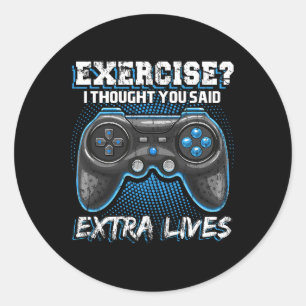 Extra Lives Lustiger Videospiel-Controller Retro-S Runder Aufkleber