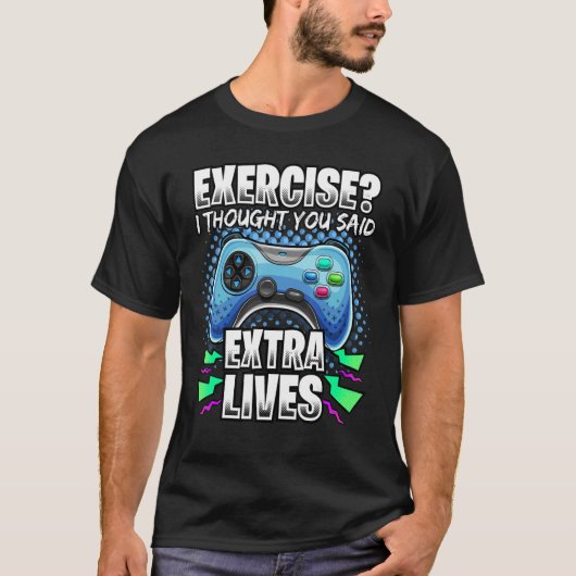 Extra Living Video Game Controller Retro Gamer Boy T-Shirt (Vorderseite)