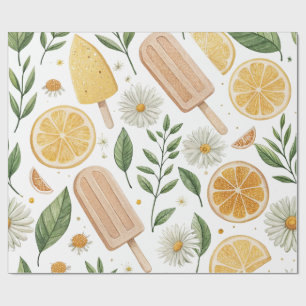 Extra Long Wrapping Paper - Lemon & Daisy Muster Geschenkpapier