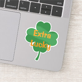 Extra Lucky Four-Leaf Clover St Patricks Day Aufkleber