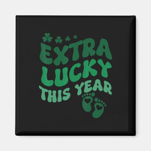 Extra Lucky Pregnancy Ankündigung St Patricks Day Magnet (Vorne)