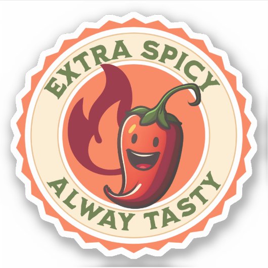 Extra scharf, immer geschmackvoll roter Paprika Aufkleber (Vorderseite)