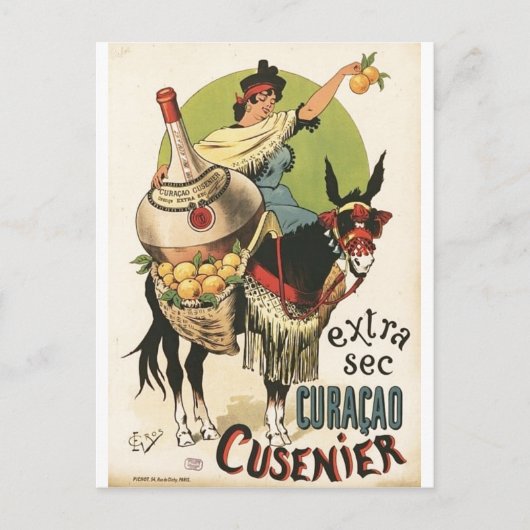 "Extra Sec. Curaçao Cusenier" Werbung Liquer Postkarte (Vorderseite)