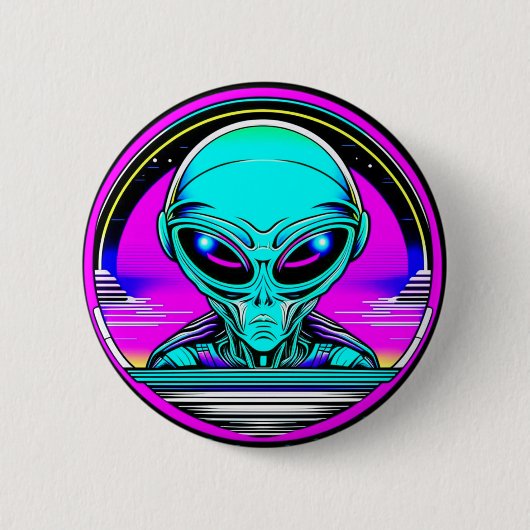 Extra Terrestrial Alien Flying a UFO Button (Vorderseite)