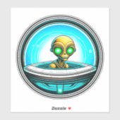 Extra-Terrestriale Alien im UFO Aufkleber (Blatt)