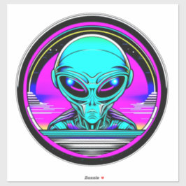 Extra-Terrestriale Alien mit einem UFO Aufkleber