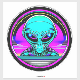 Extra-Terrestriale Alien mit einem UFO Aufkleber