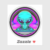 Extra-Terrestriale Alien mit einem UFO Aufkleber (Blatt)