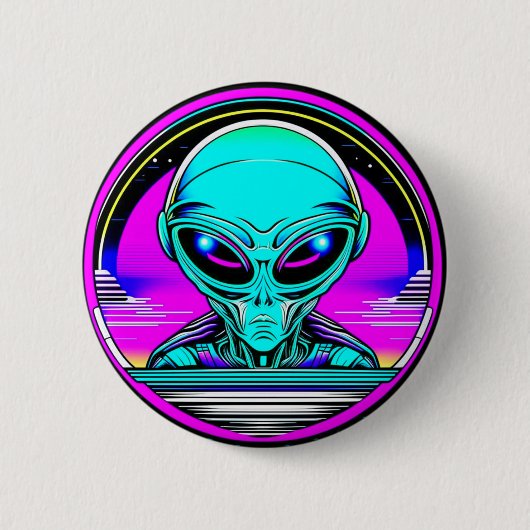 Extra-Terrestriale Alien mit einem UFO Button (Vorderseite)