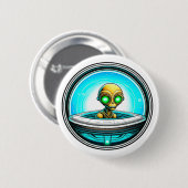 Extra-Terrestriale Alien mit einem UFO Button (Vorne & Hinten)