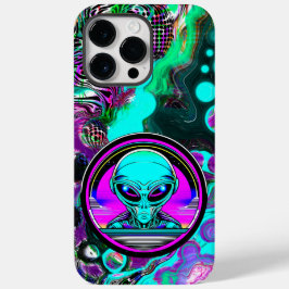 Extra-Terrestriale Alien mit einem UFO Case-Mate iPhone 14 Pro Max Hülle
