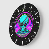 Extra-Terrestriale Alien mit einem UFO Große Wanduhr (Winkel)