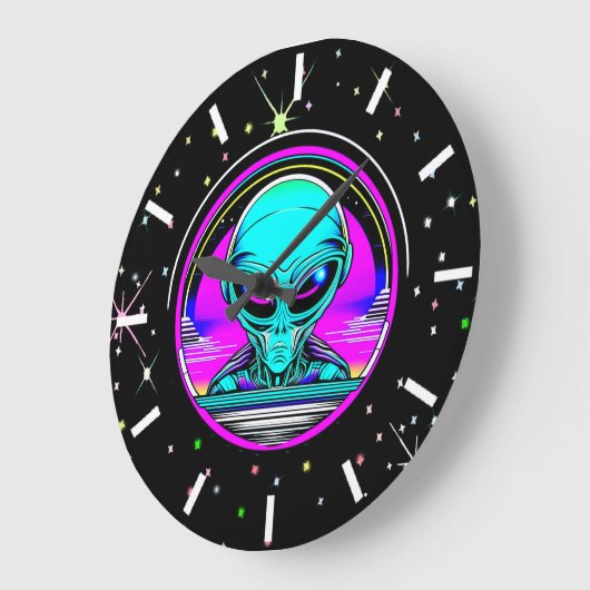 Extra-Terrestriale Alien mit einem UFO Große Wanduhr (Winkel)