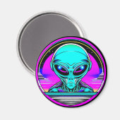 Extra-Terrestriale Alien mit einem UFO Magnet (Vorderseite/Rückseite)