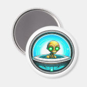 Extra-Terrestriale Alien mit einem UFO Magnet (Vorderseite/Rückseite)