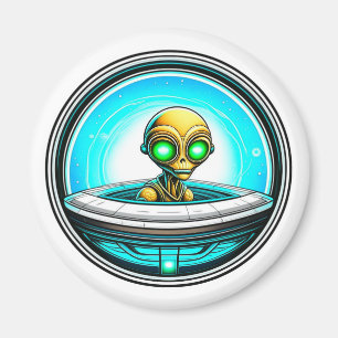 Extra-Terrestriale Alien mit einem UFO Magnet
