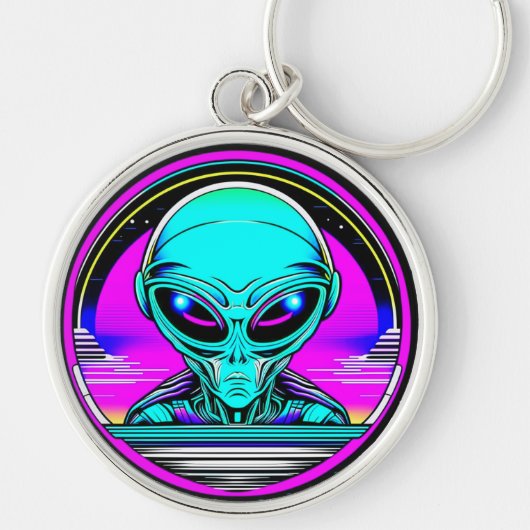 Extra-Terrestriale Alien mit einem UFO Schlüsselanhänger (Vorne)